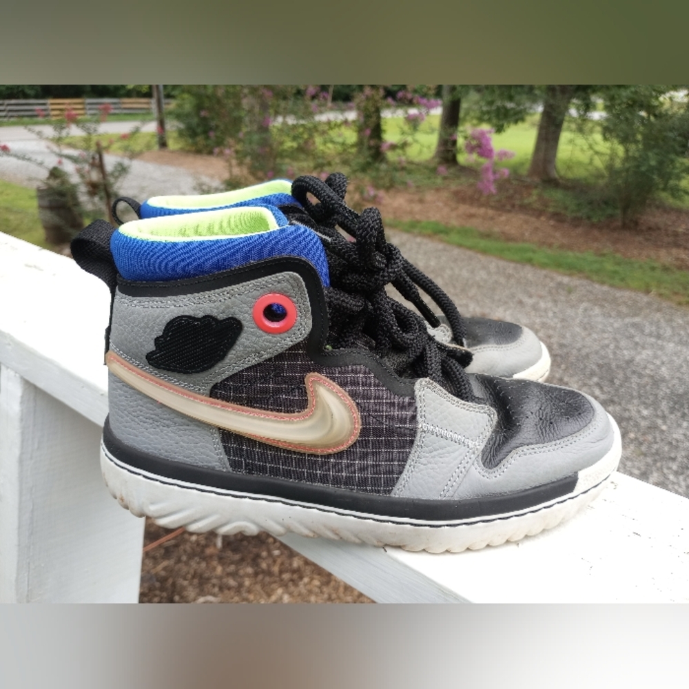 NIKE Air Jordan 1 High React Men's Basketball Black Ghost Green AR5321 002 Sz 7